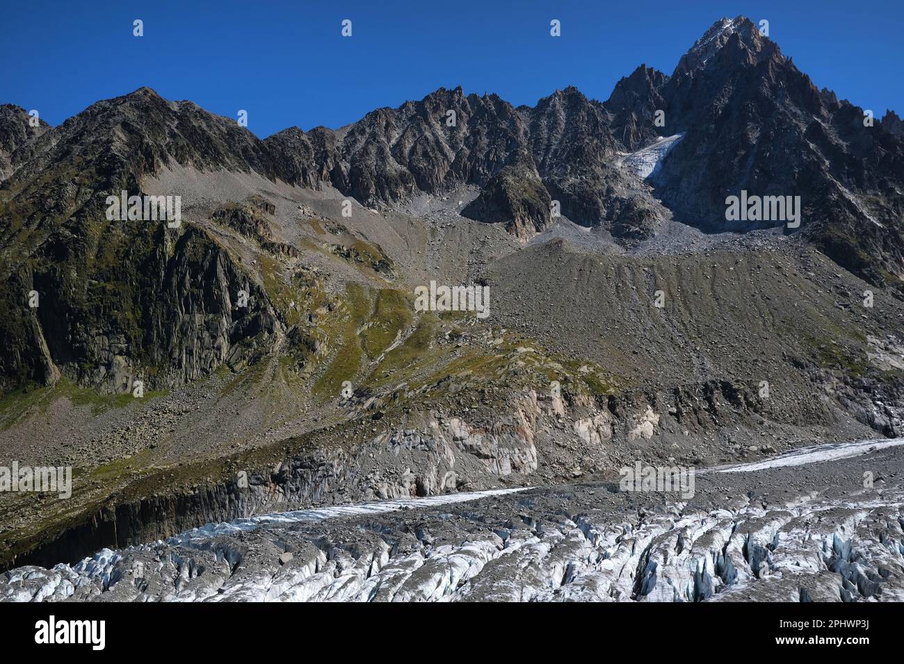 Summer nature landscape with Argentiere Glacier, Chamonix area, Haute Savoie, France Stock Photo