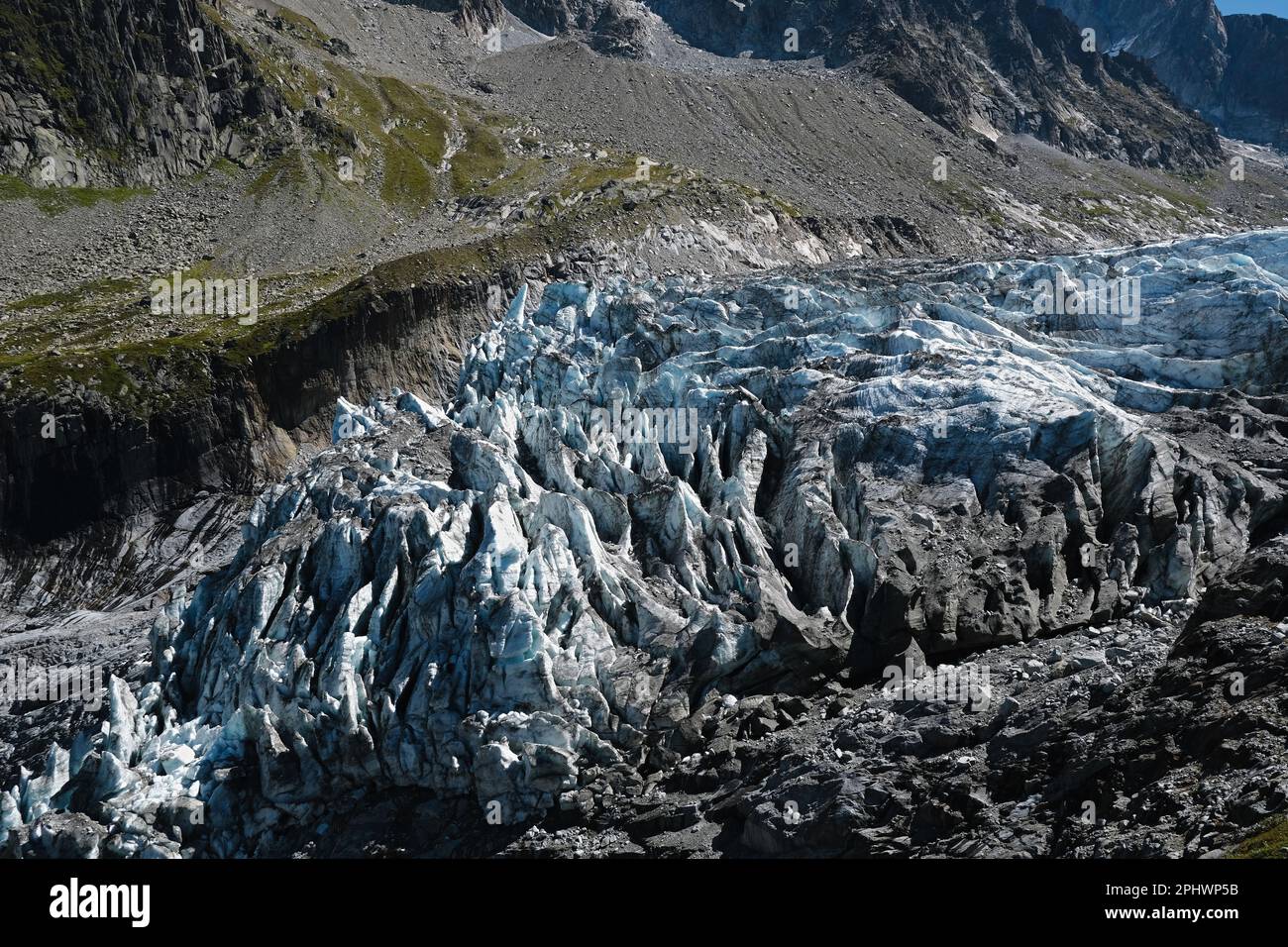 Summer nature landscape with Argentiere Glacier, Chamonix area, Haute Savoie, France Stock Photo