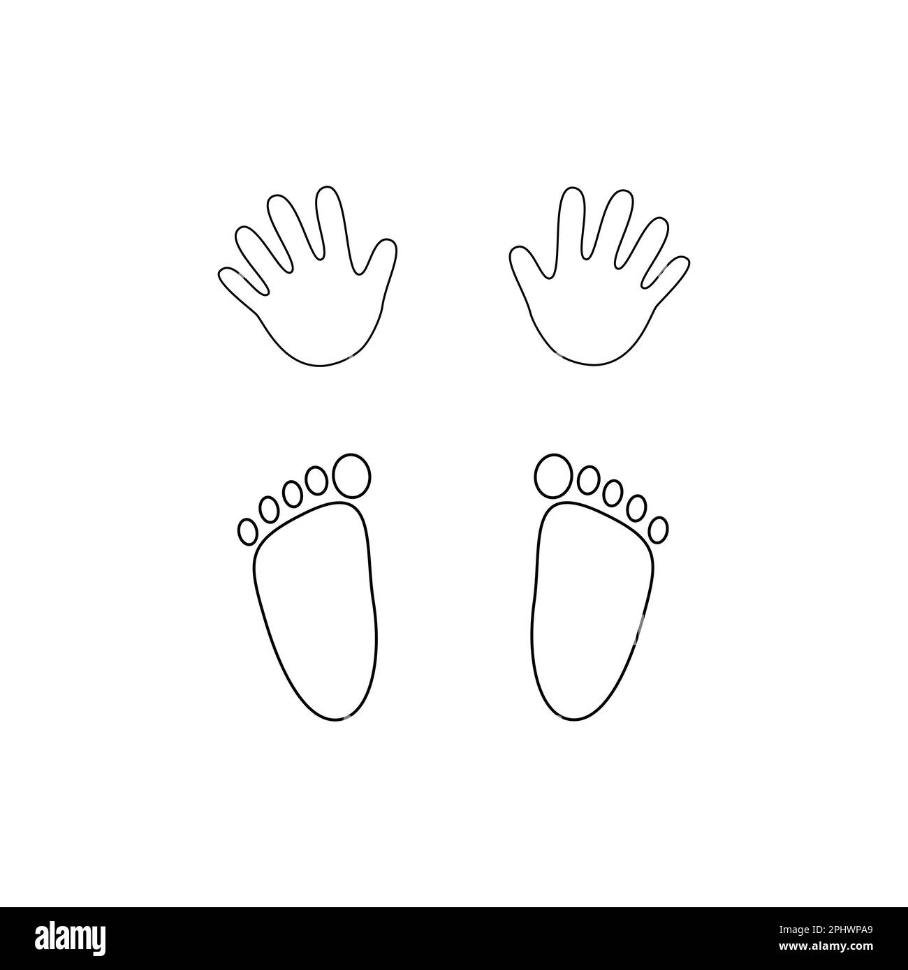Baby s footprints and handprints, icon. Abstract concept. Flat design
