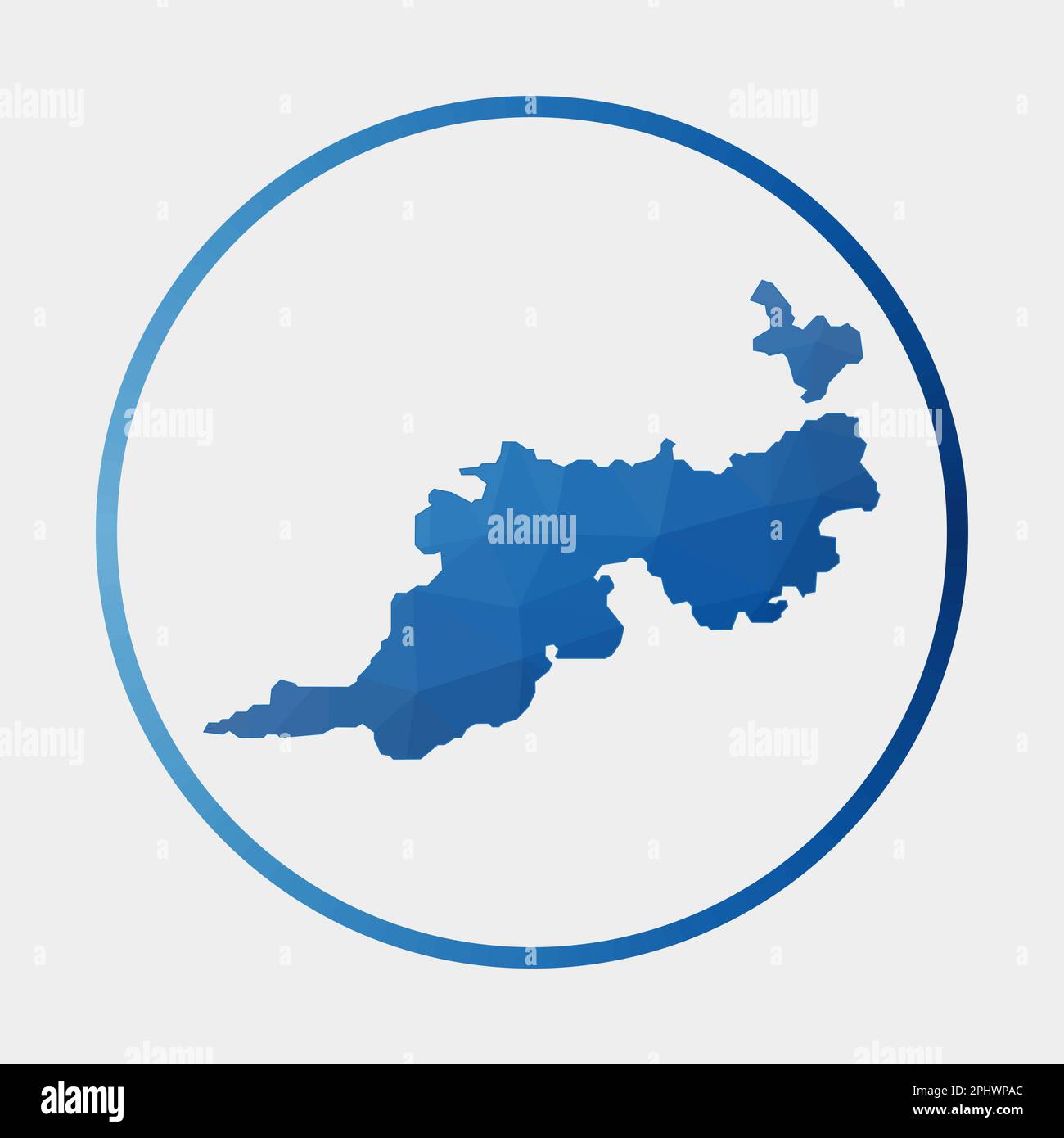Guana Island icon. Polygonal map in gradient ring. Round low poly Guana ...