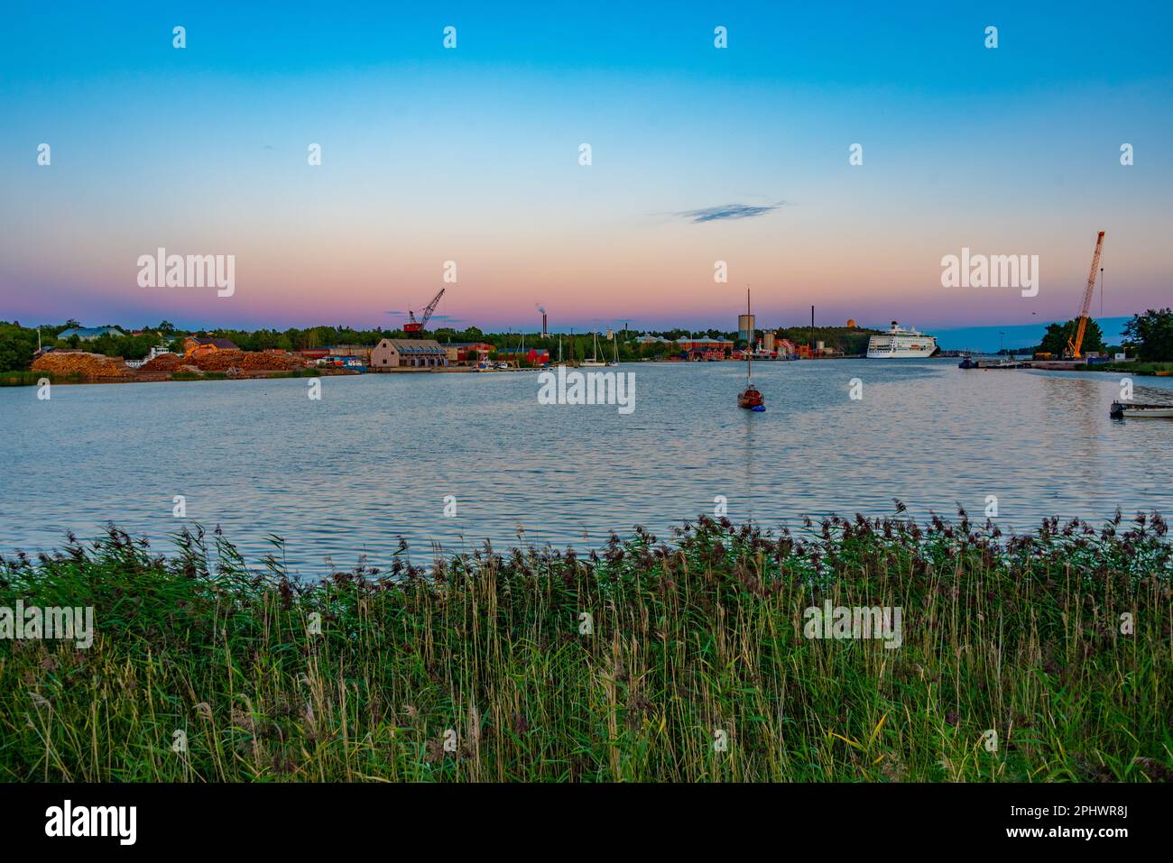 View of the port of Mariehamn, Finland. Stock Photo