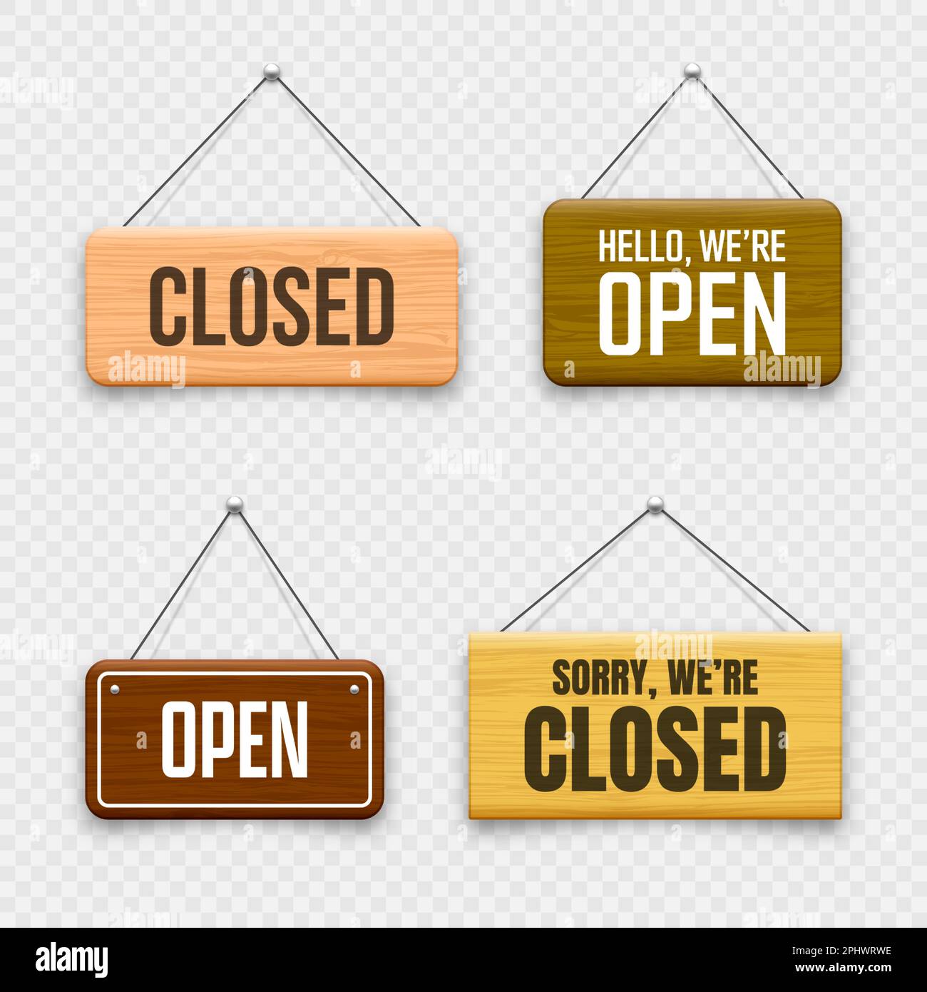 Wooden open or closed hanging signboards. Made of wood door sign for ...
