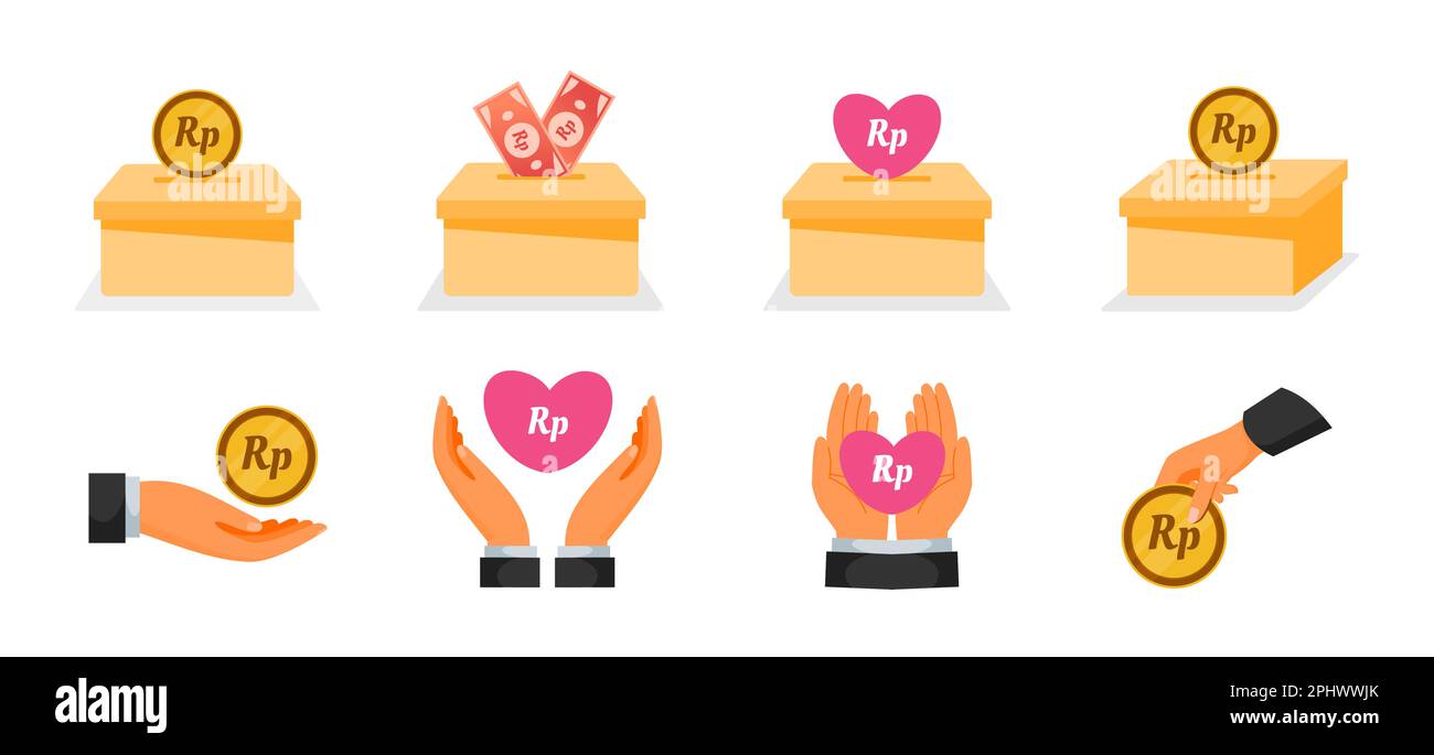 Donation Using Indonesian Rupiah Money Icons Stock Vector Image & Art ...