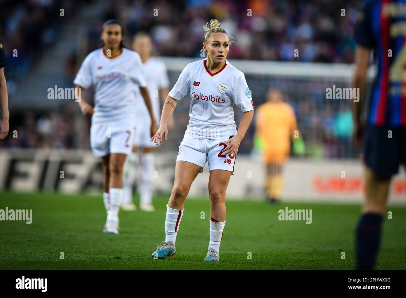 Barcelona, Italy. 29th Mar, 2023. FC Barcelona Femeni line up during a  Woman's Champions League match between FC Barcelona Femani and AS Roma Fem  at Spotify Camp Nou, in Barcelona, Spain on