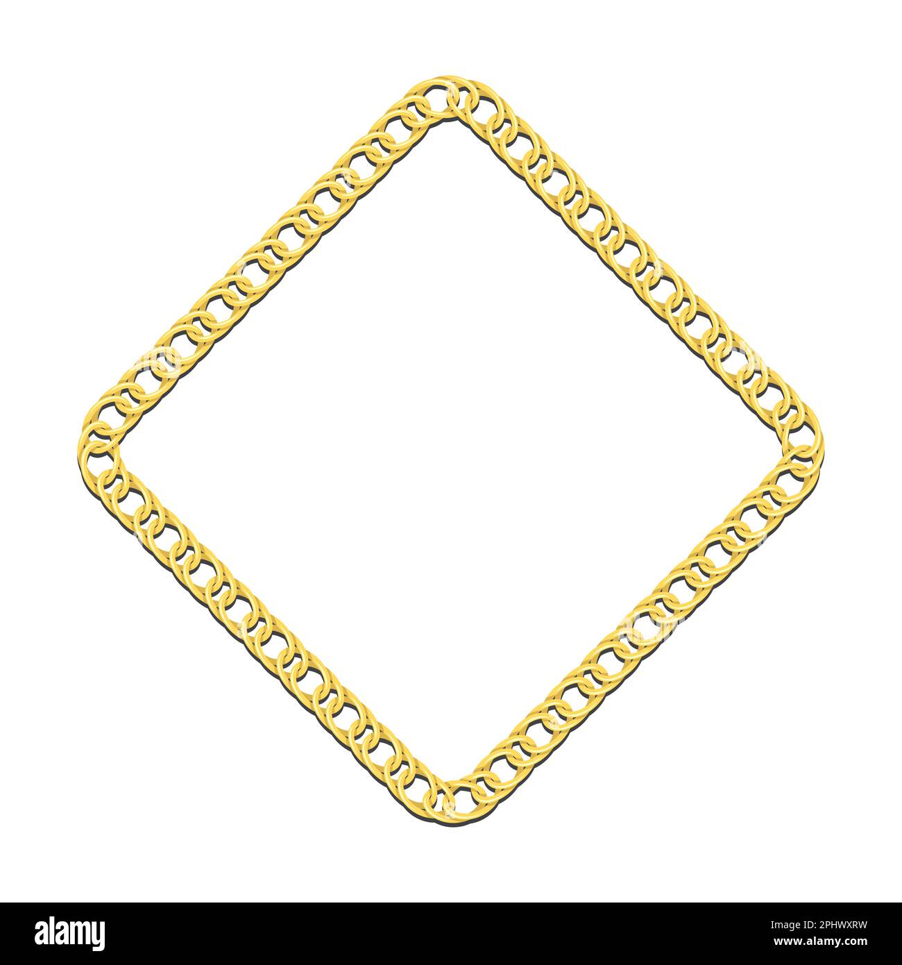 Golden square chain frames for decorative headers. Gold metal double