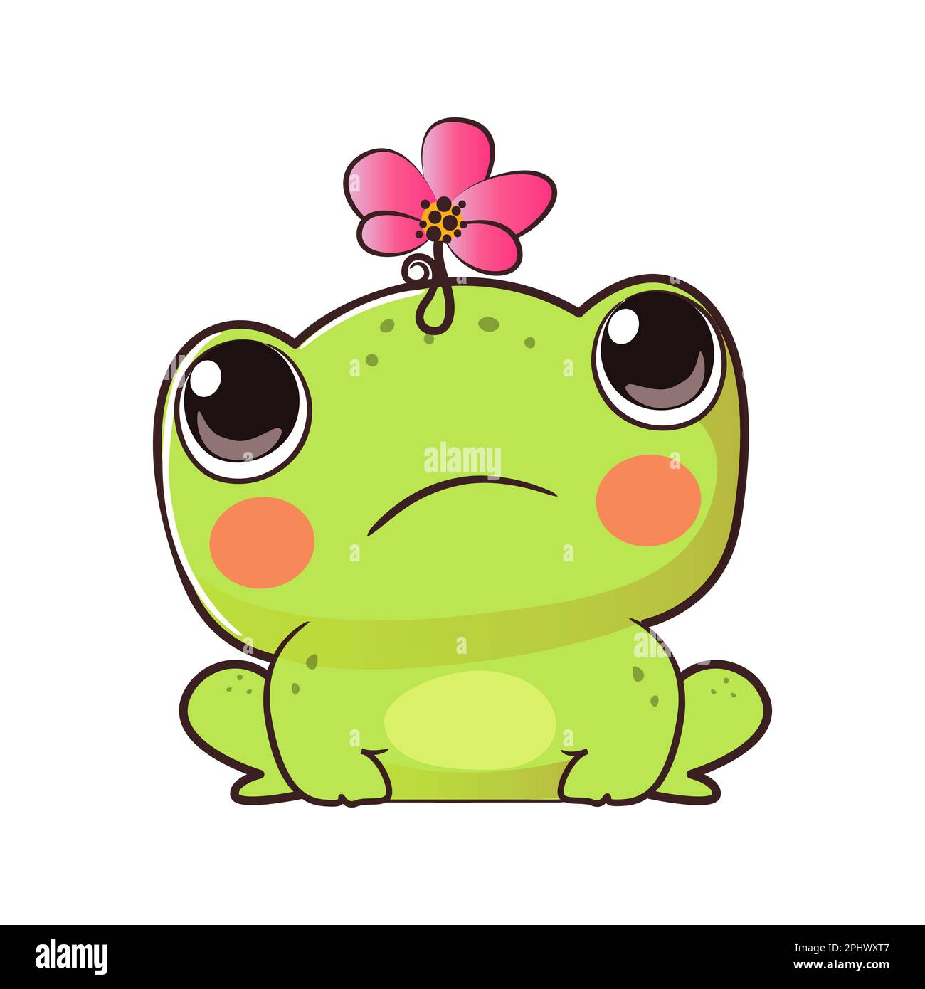 Cute baby frog in cartoon style. Vector. Stock Vector