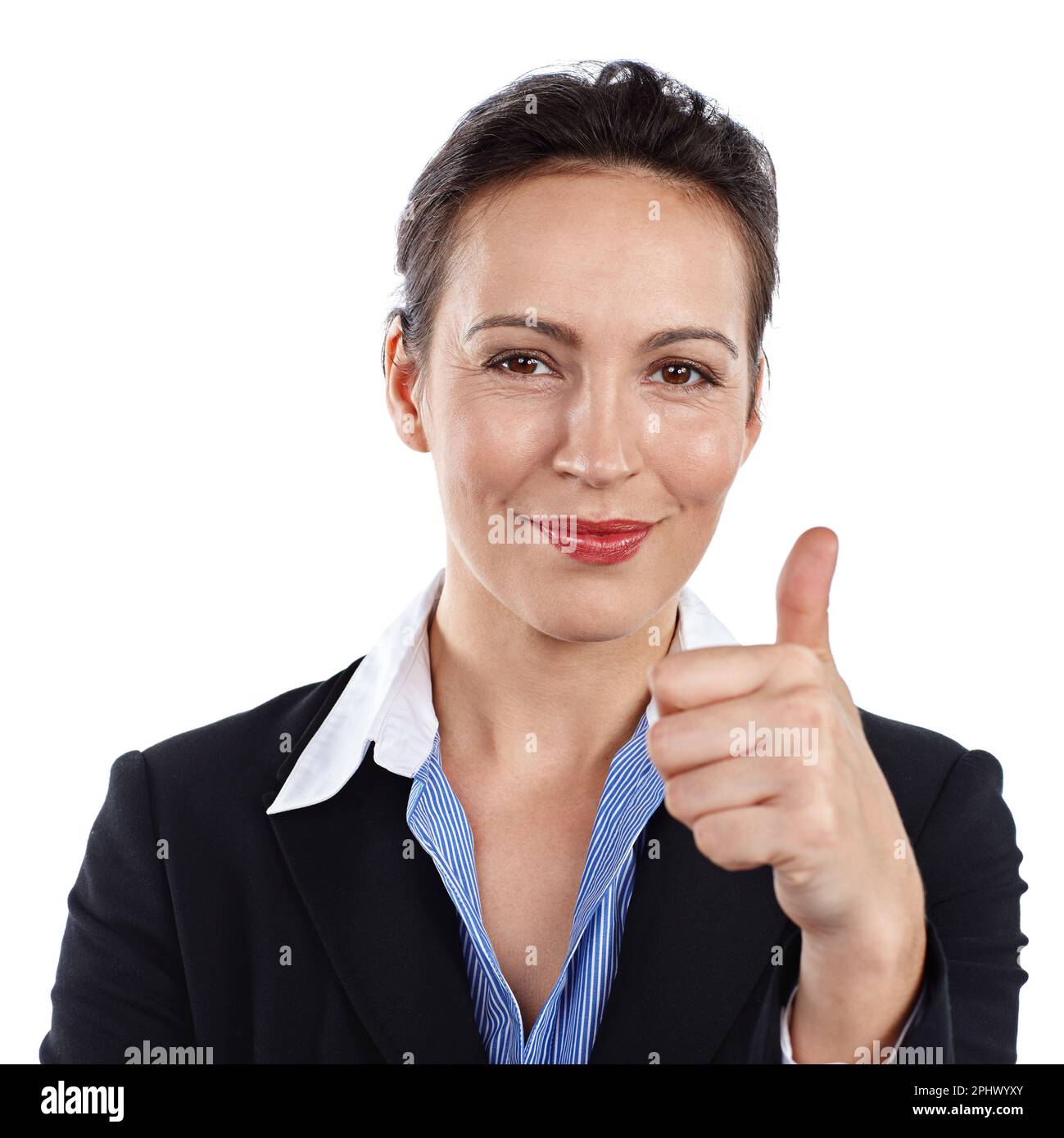 No problem. Cropped portrait of a businesswoman giving you thumbs up