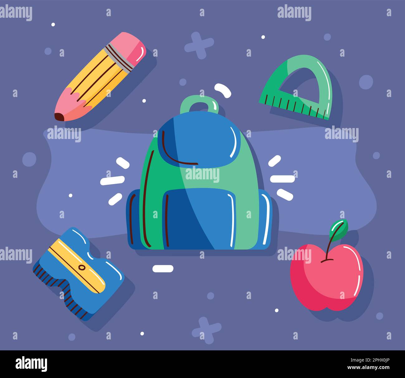 five school supplies set icons Stock Vector Image & Art - Alamy