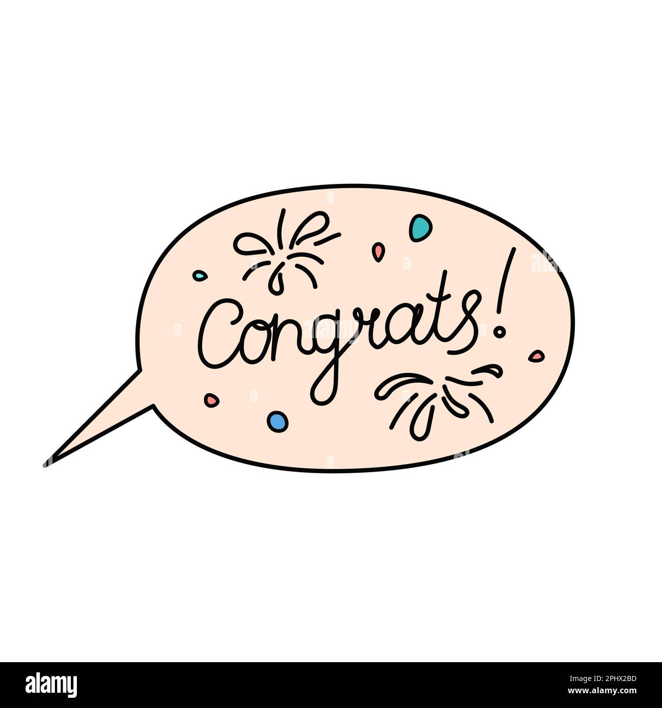 Congrats lettering phrase in speech bubble. Cute simple congratulations