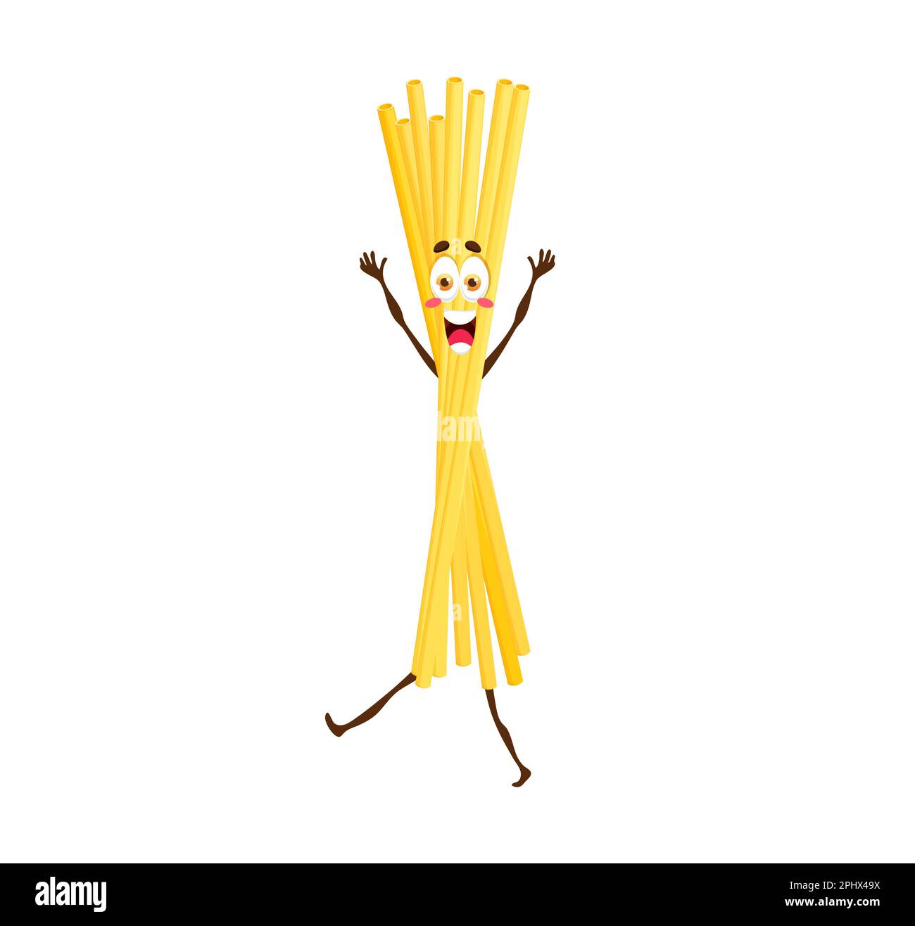 Cute funny macaroni pasta noodles character Vector Image