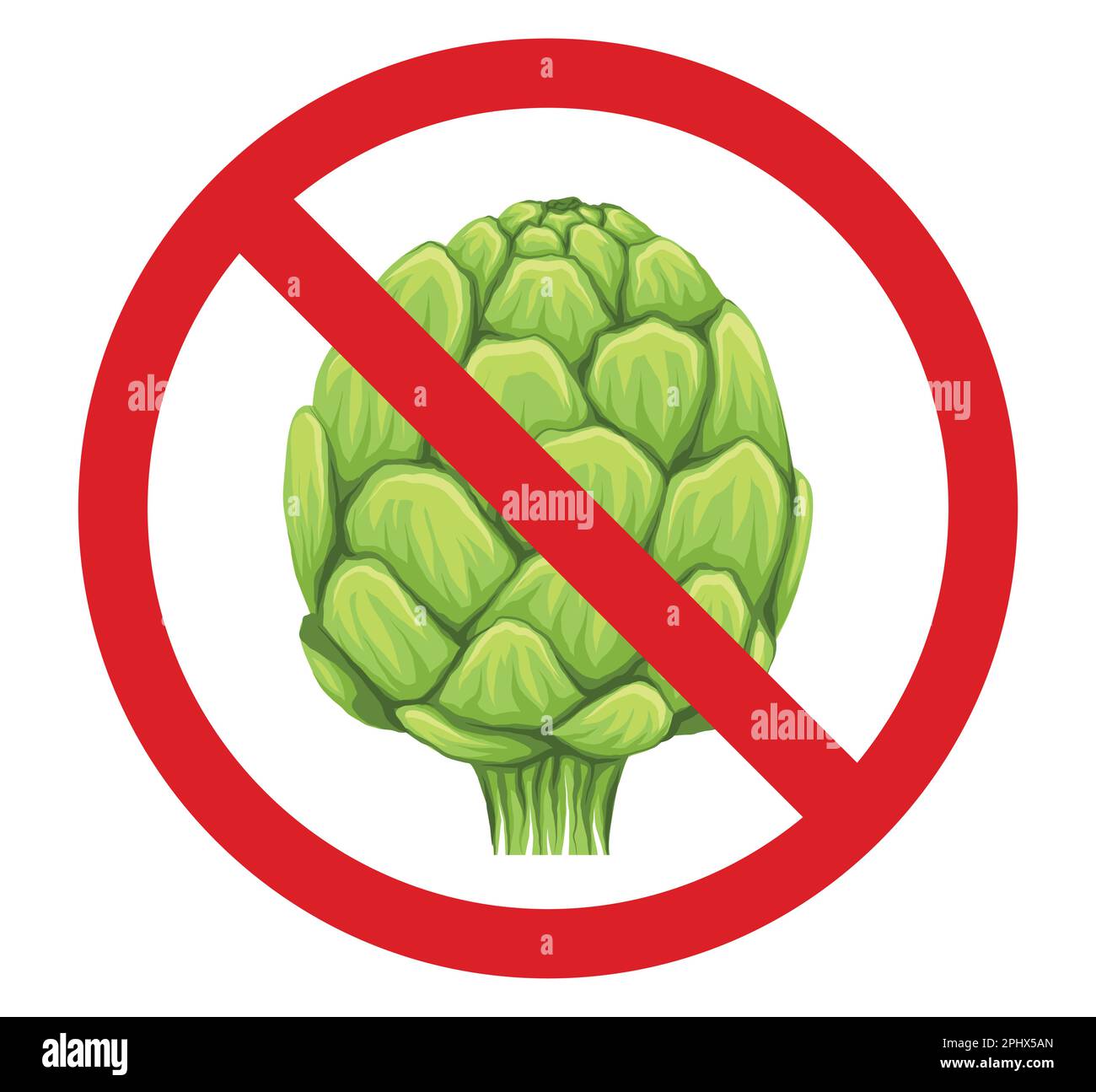 Vector forbidden sign with hand drawn artichokes isolated from ...