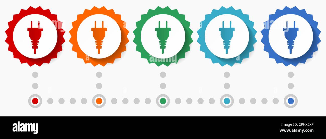 Plug, electricity vector icon set, colorful infographic template, set ...