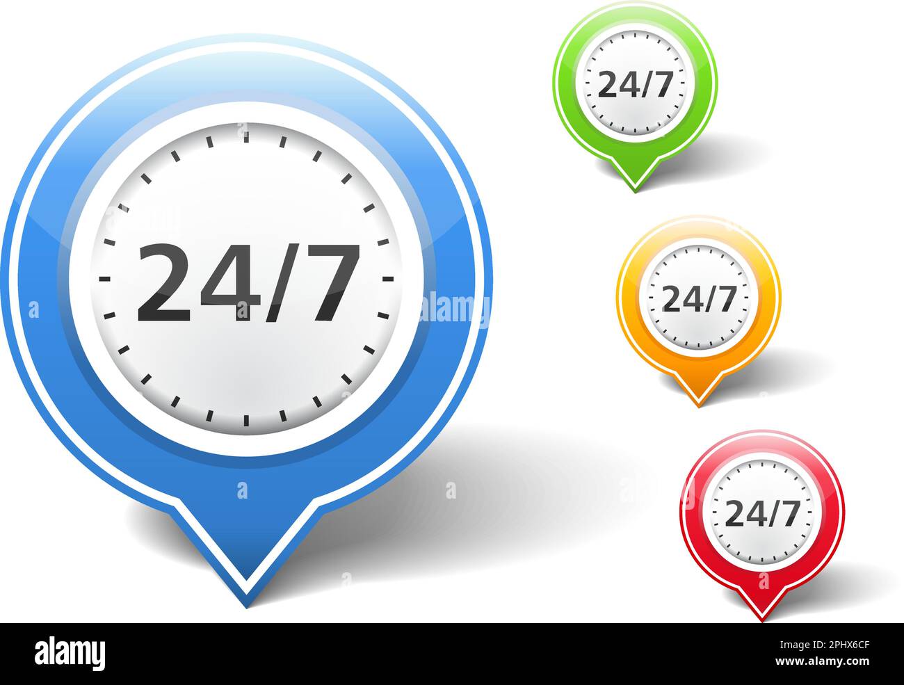 24/7 Icons set, vector eps10 illustration Stock Vector