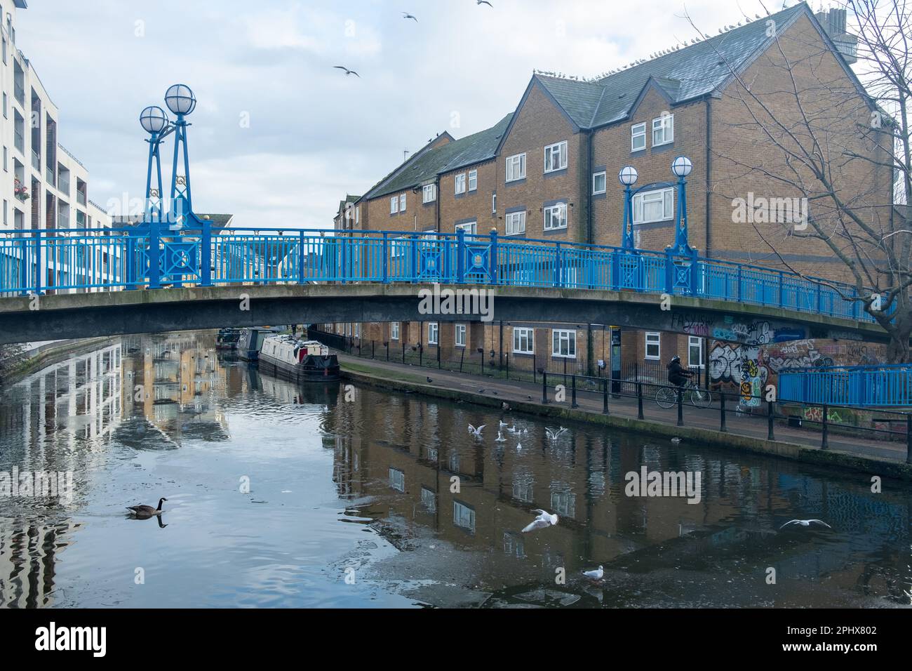 London- May 2023: Grand Union canal next to Harrow Road in Maida Vale are of west London Stock Photo
