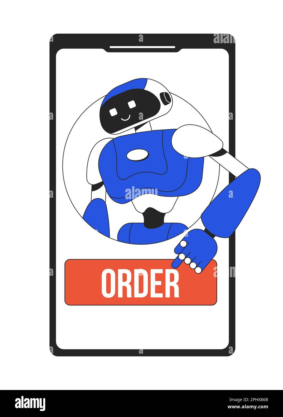 AI shopping system line concept vector spot illustration Stock Vector
