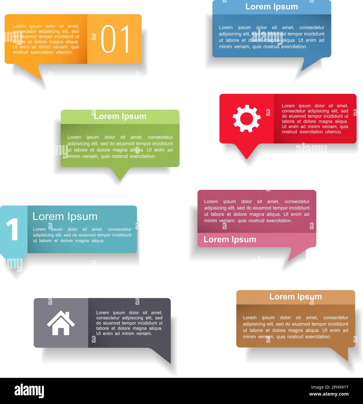 Colored speech bubbles set, vector eps10 illustration Stock Vector