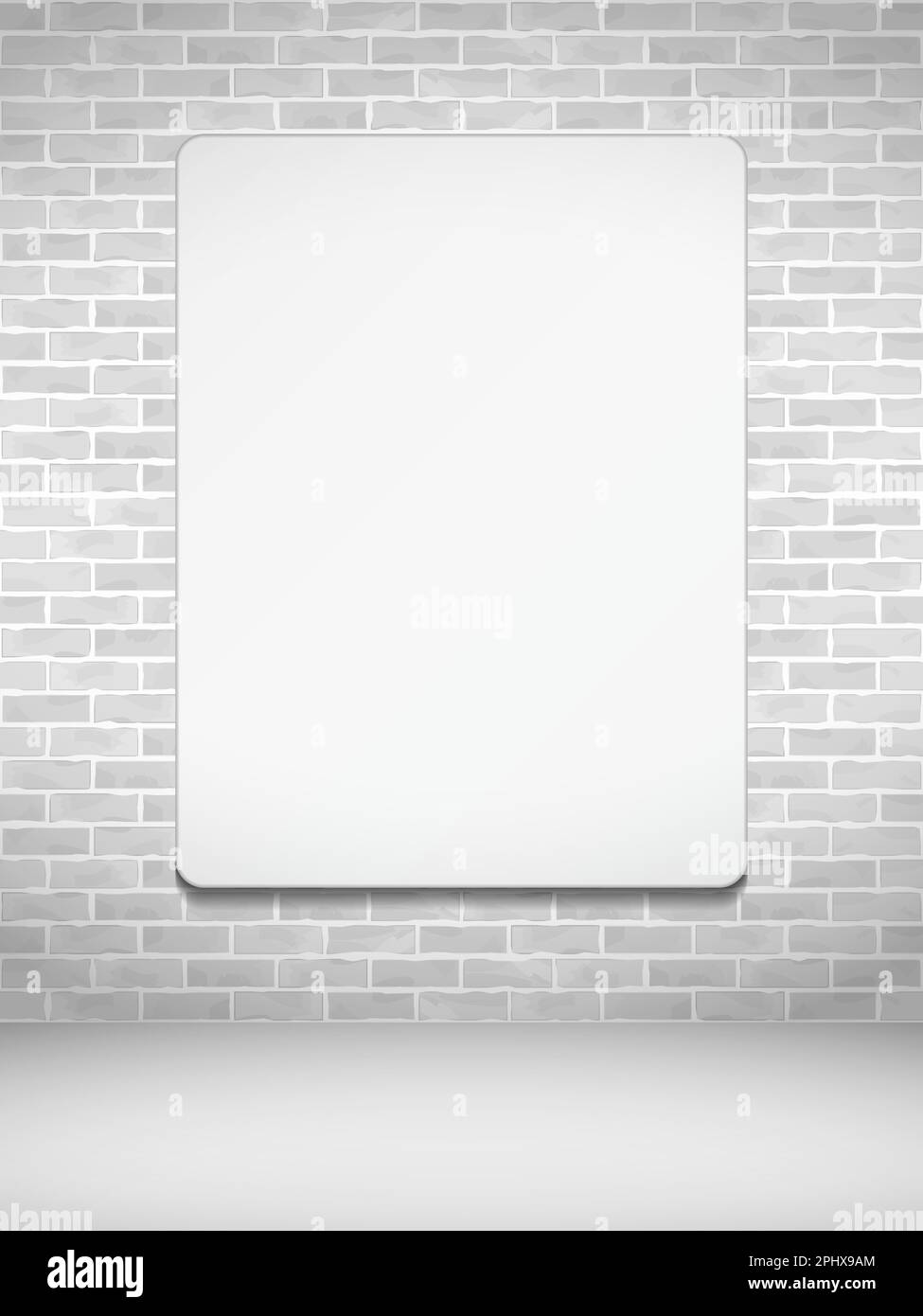 Blank vertical poster on brick wall, vector eps10 illustration Stock Vector
