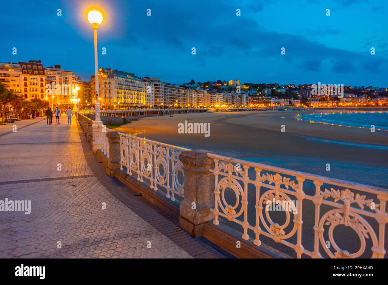 Night view of seaside promenade at San Sebastian, Spain Stock Photo - Alamy