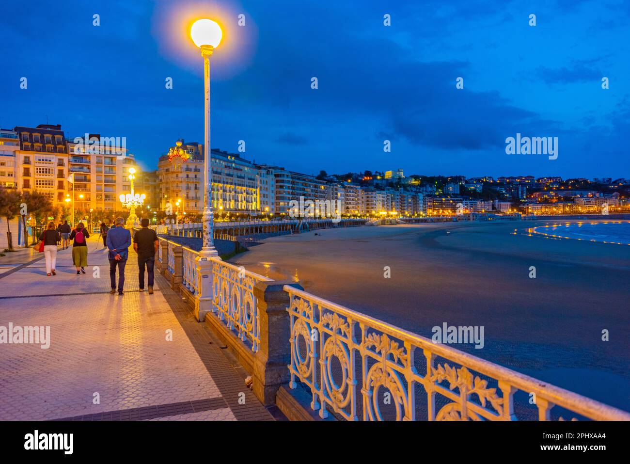 Night view of seaside promenade at San Sebastian, Spain Stock Photo - Alamy