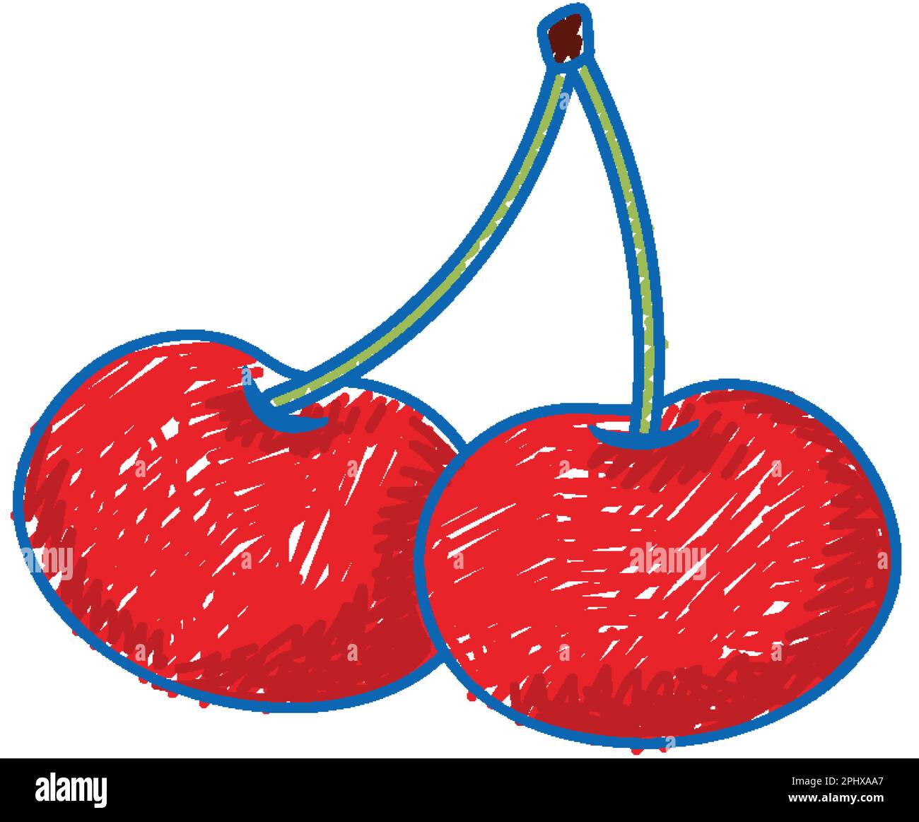 Cherry pencil colour child scribble style illustration Stock Vector ...