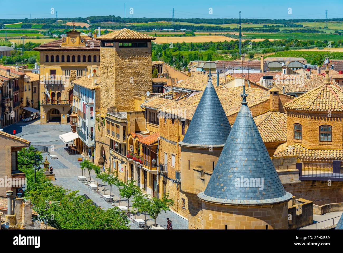 View of the main square in Spanish town Olite Stock Photo Alamy
