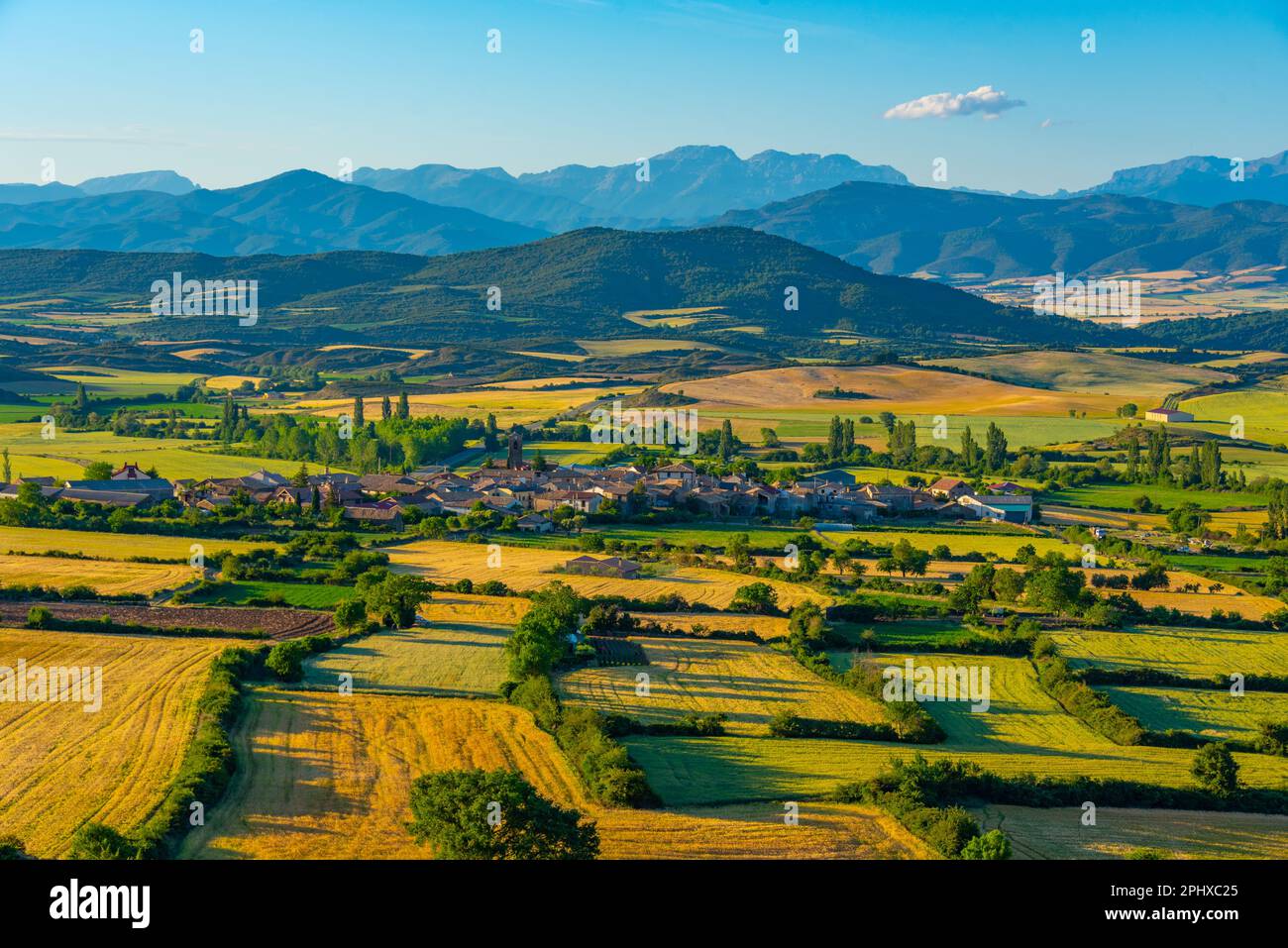 Panorama view of Spanish village Bailo Stock Photo - Alamy