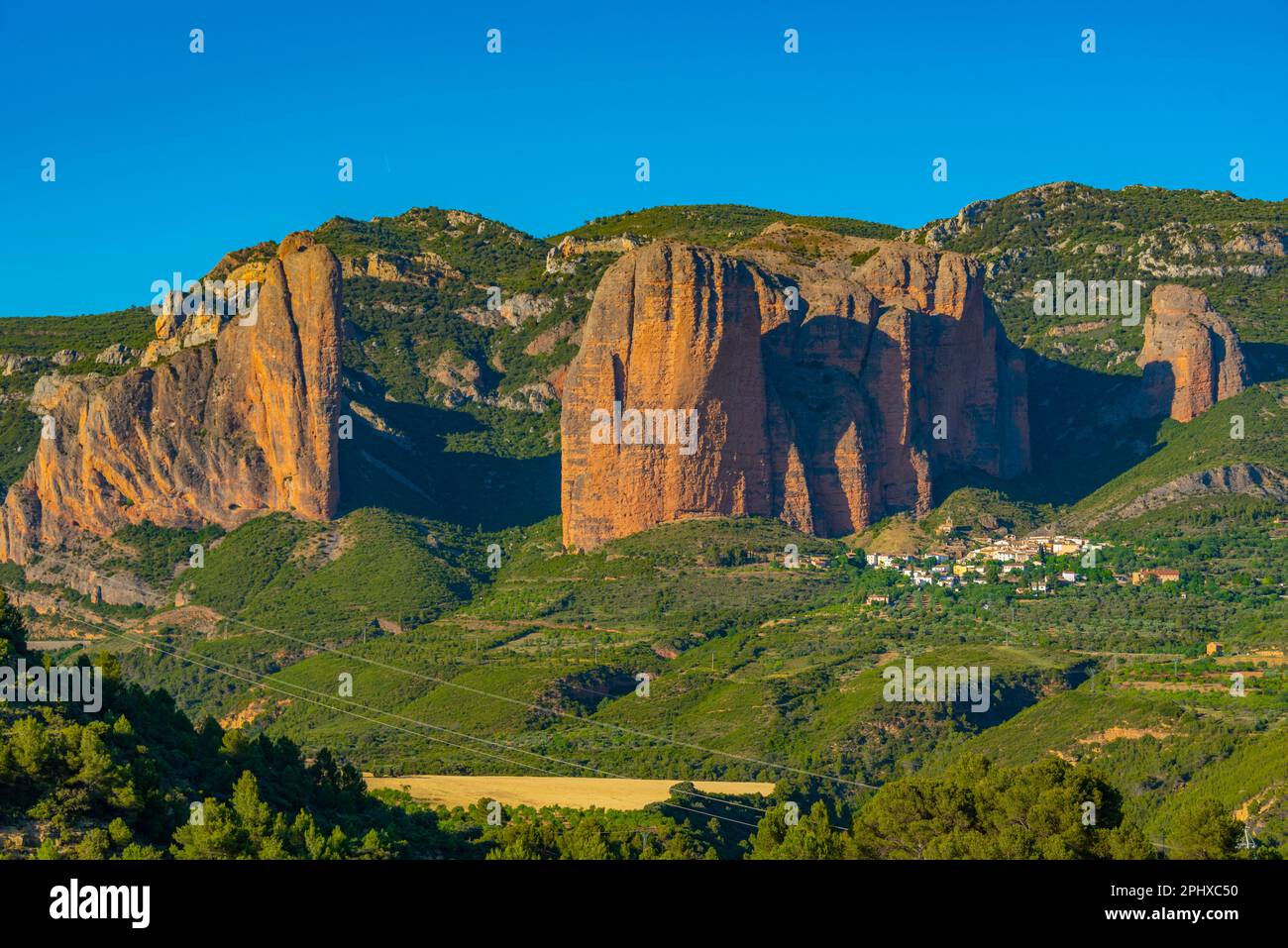 mallos de riglos cliffs in Spain. Stock Photo