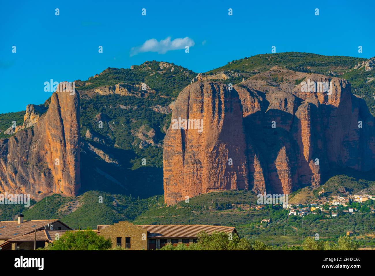 mallos de riglos cliffs in Spain. Stock Photo