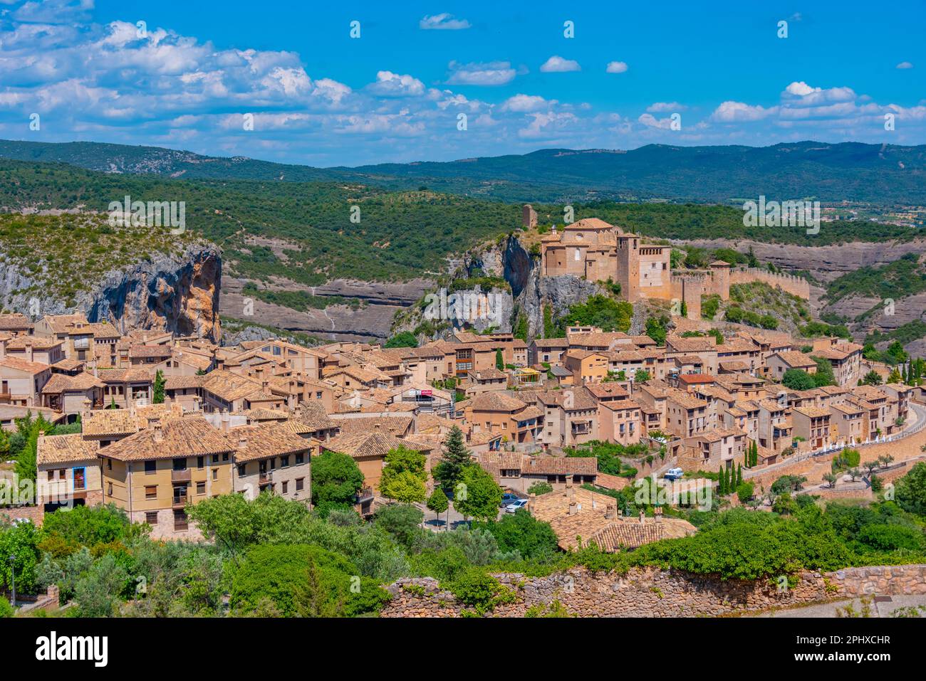 Panorama view of Alquezar village in Spain Stock Photo - Alamy