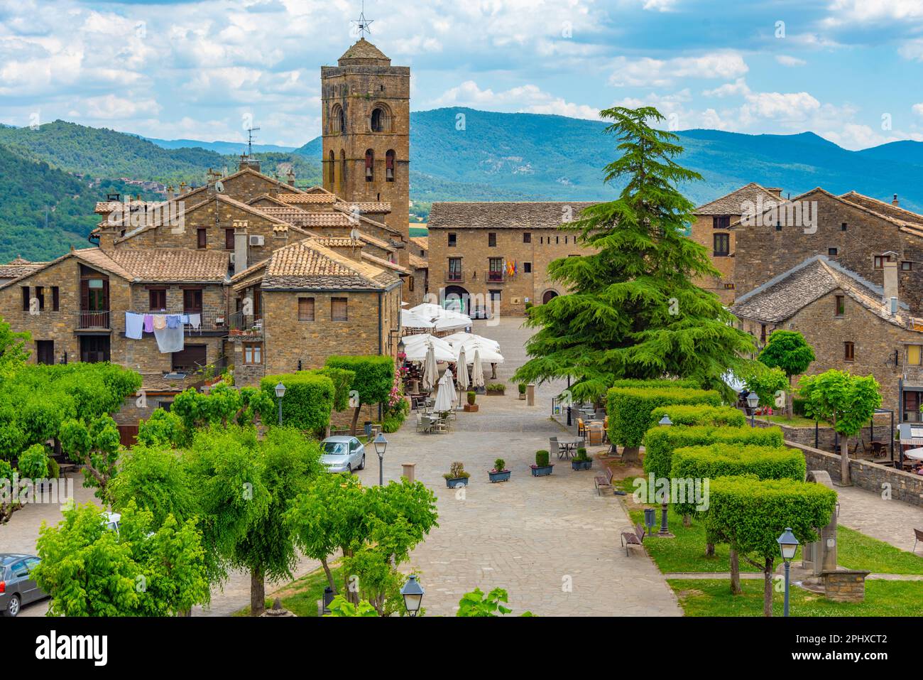 Plaza Mayor In Spanish Village Ainsa Stock Photo Alamy