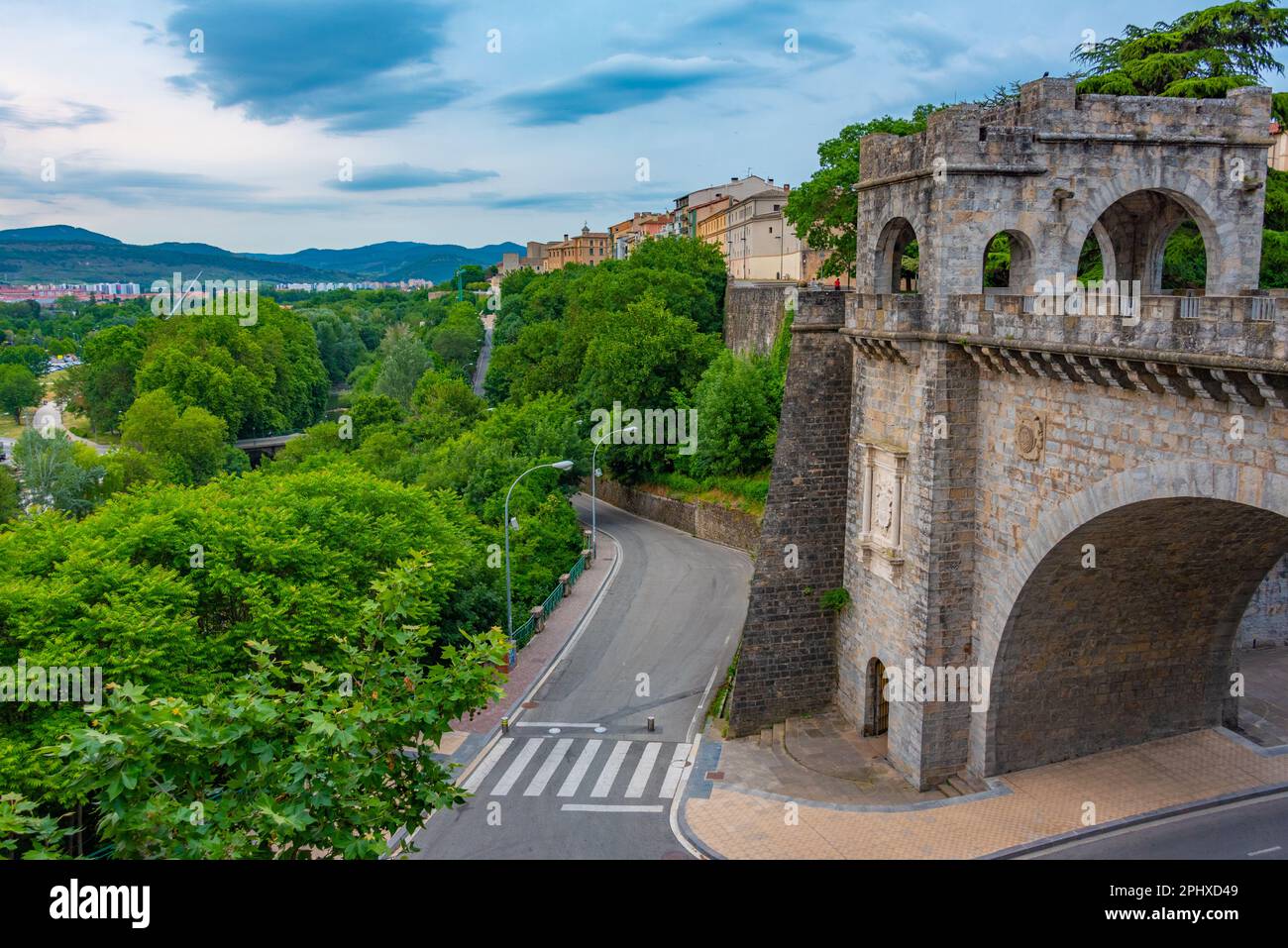 View of the new gate of Pamplona, Spain. Stock Photo