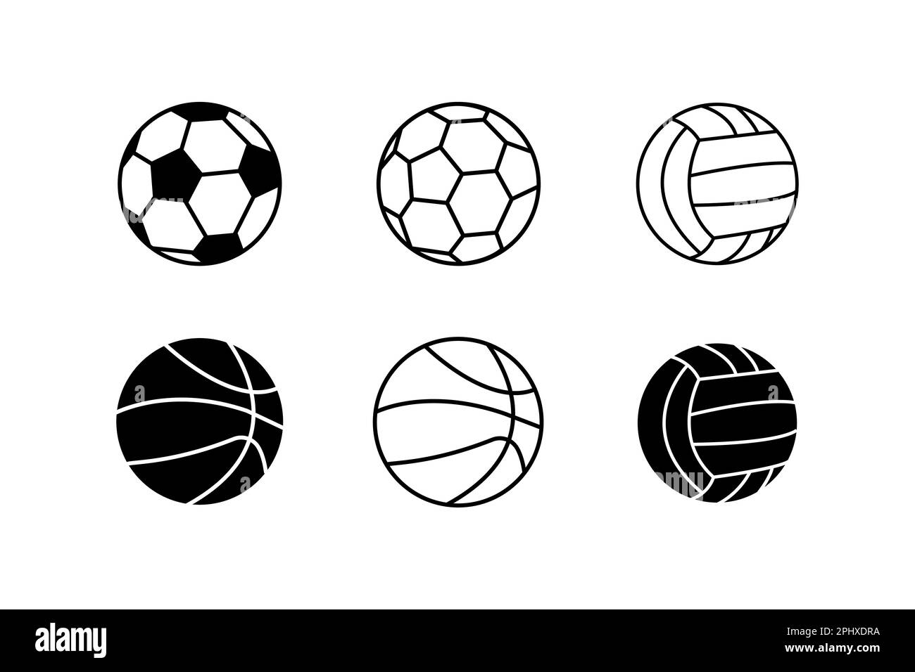 Collection Of Black And White Sports Balls Vector Illustration Silhouettes Stock Vector