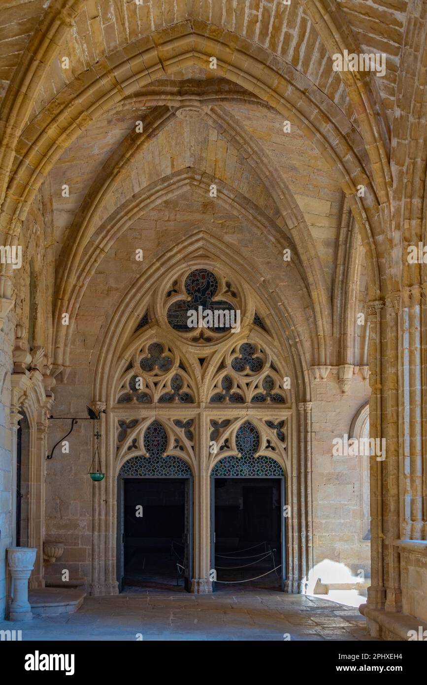 Cloister of cistercian monastery of Santa Maria of Vallbona de les Monges, Spain. Stock Photo