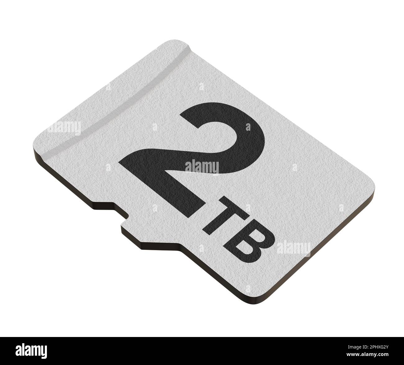 Memory card with 2 TB capacity, MicroSD flash storage disc isolated on
