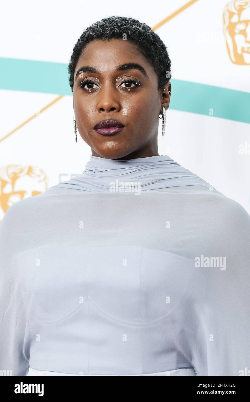 Lashana Lynch photographed during The 2023 EE BAFTA Film Awards Red