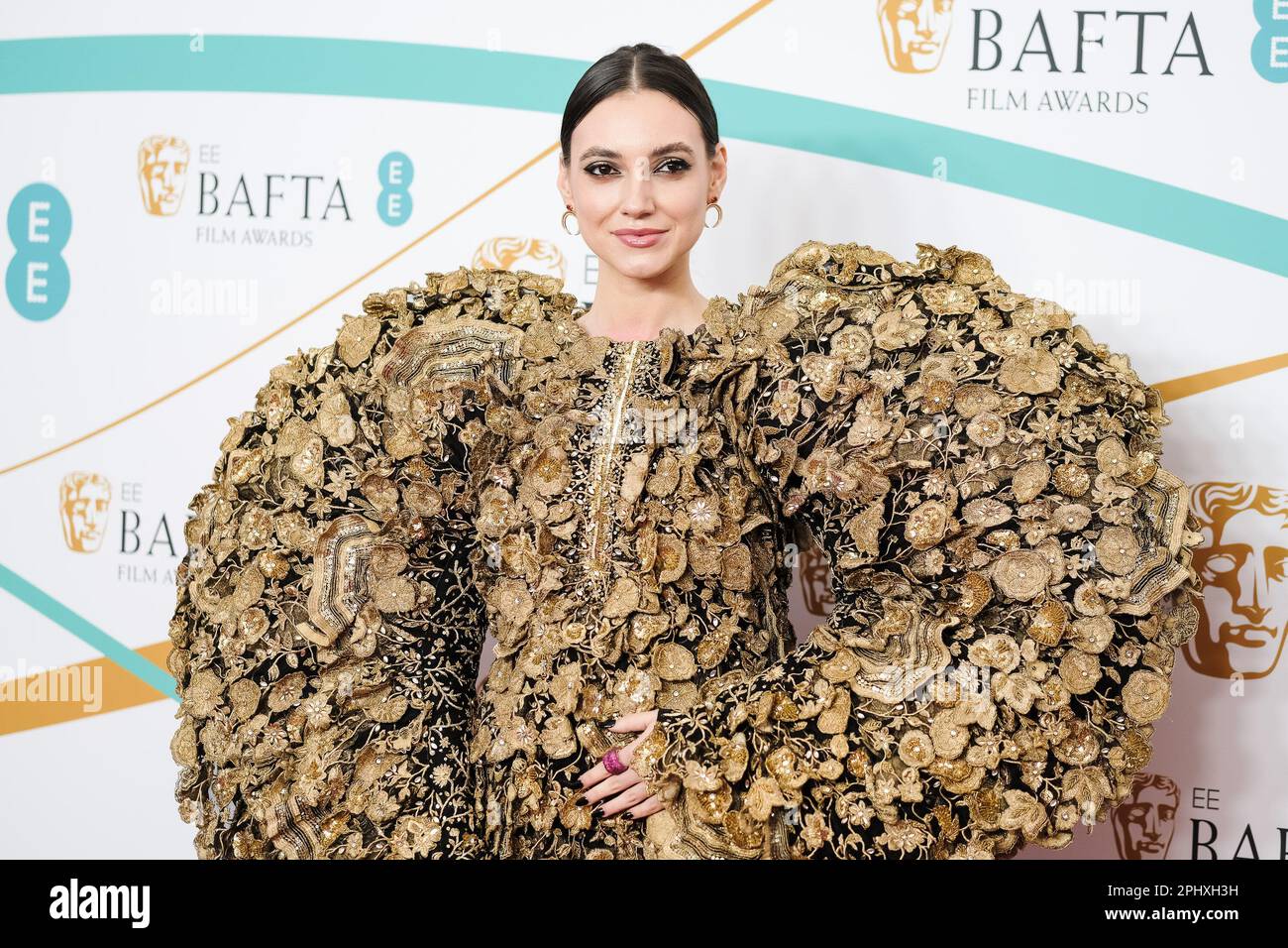 Andreea Cristea photographed during The 2023 EE BAFTA Film Awards Red