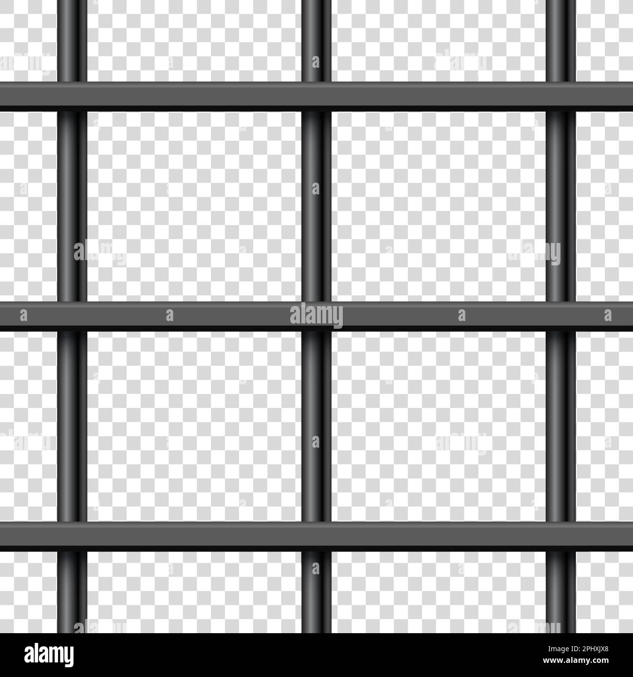 Black realistic metal prison bars. Detailed jail cage, prison iron