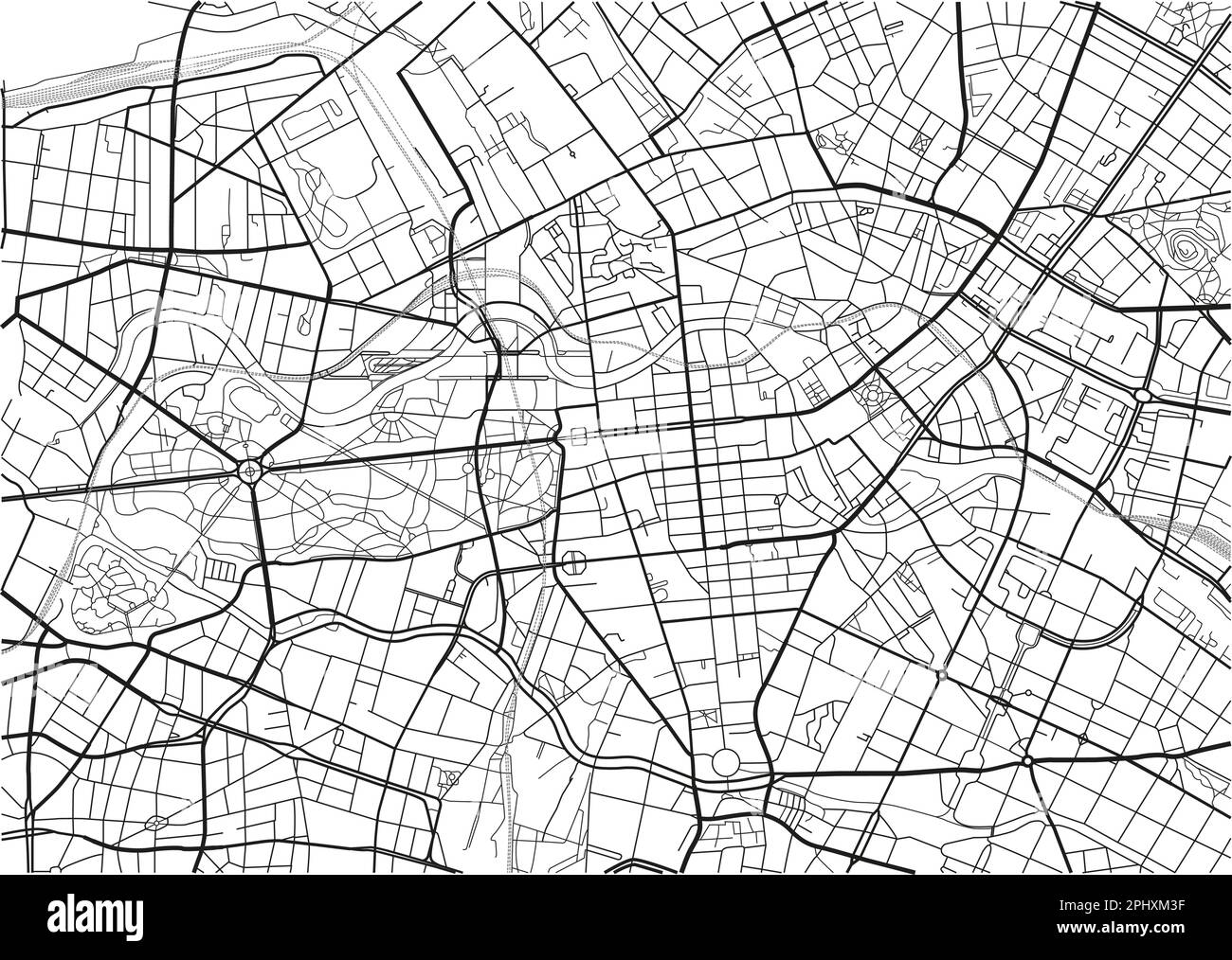 Black and white vector city map of Berlin with well organized separated ...