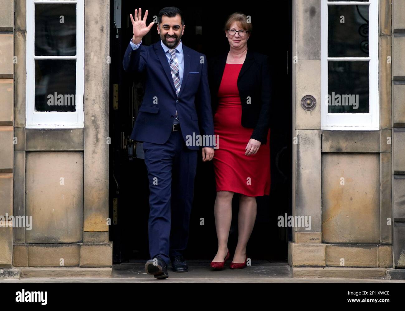 Newly elected First Minister of Scotland Humza Yousaf and deputy First