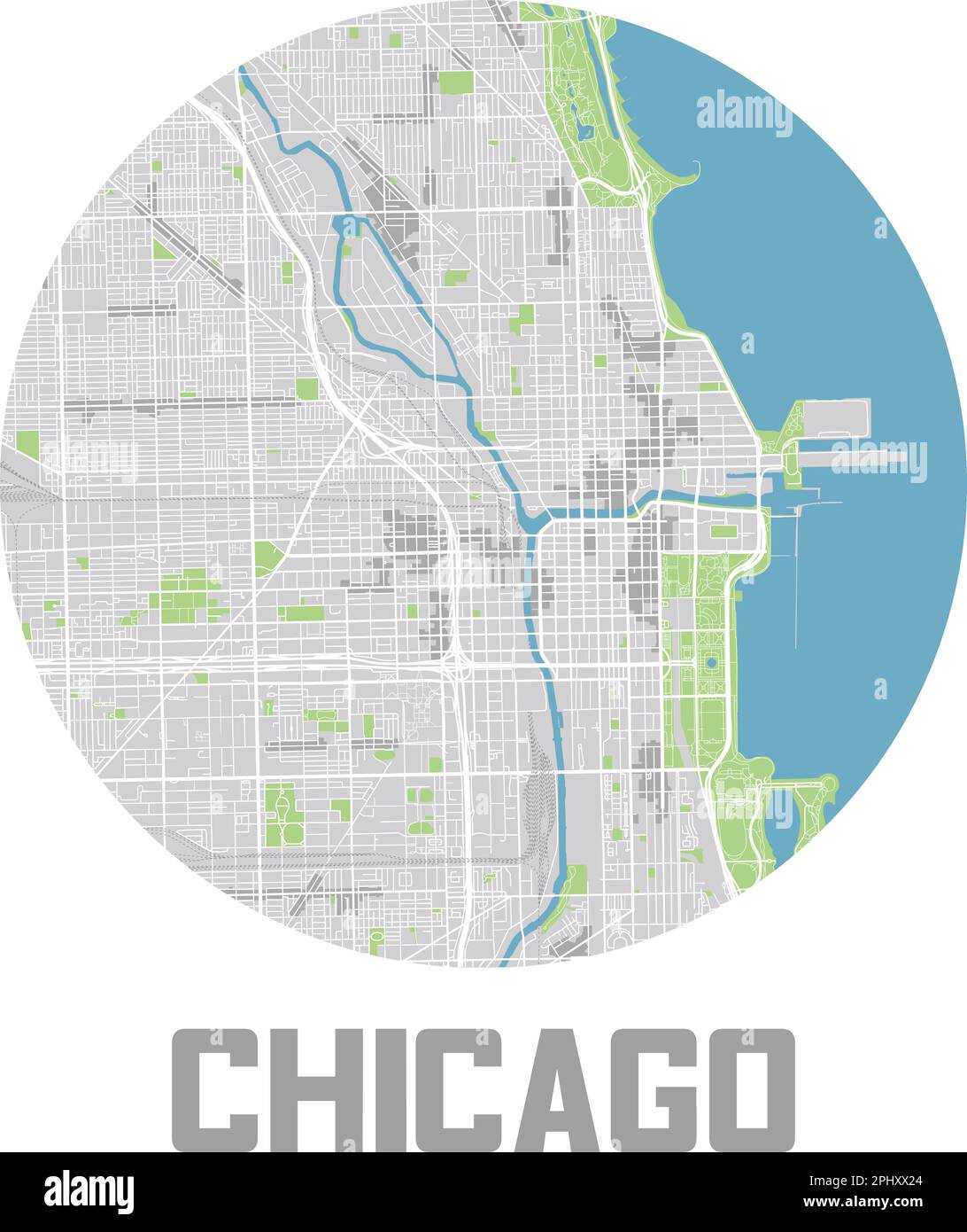 Minimalistic Chicago city map icon. Stock Vector