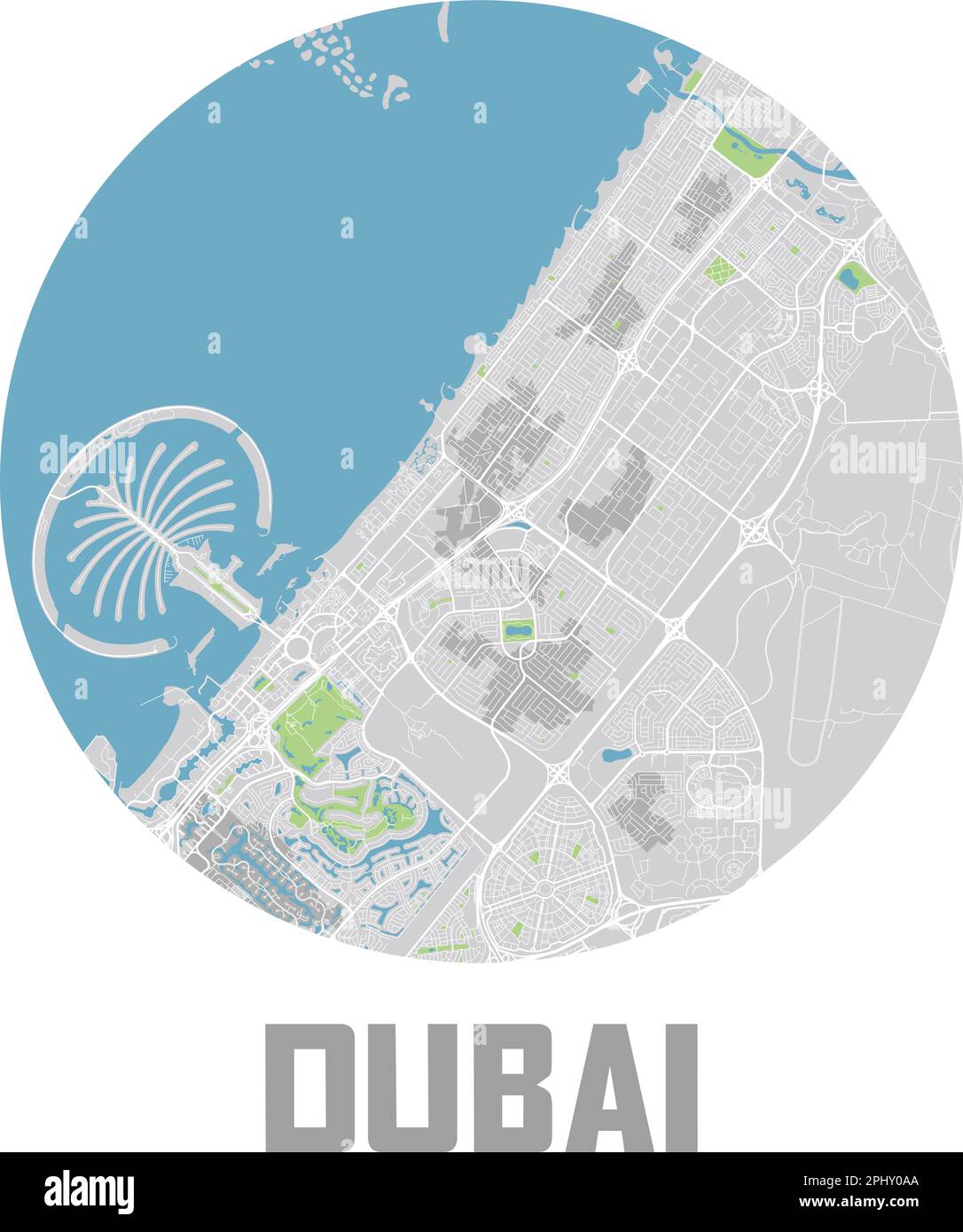 Minimalistic Dubai city map icon. Stock Vector