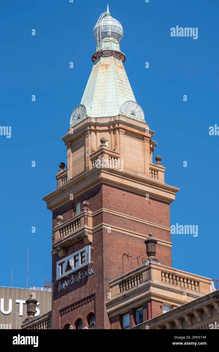 The George Street facing tower of the Sydney Institute of Technology (TAFE) building completed in 1928 in Sydney Australia Stock Photo