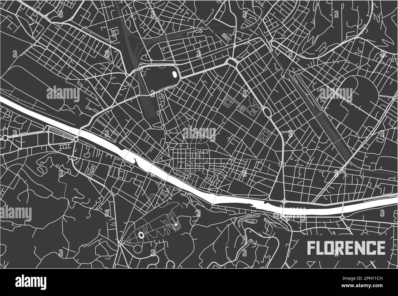 Minimalistic Florence city map poster design. Stock Vector
