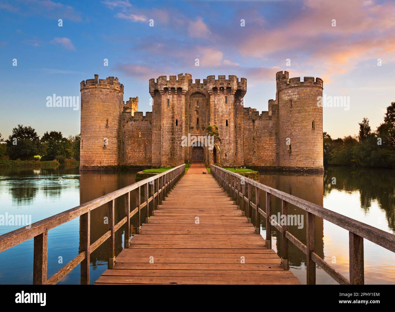 Bodiam Castle With Drawbridge And Moat At Sunset Bodiam Castle 14th Bodiam Castle With Drawbridge And Moat At Sunset Bodiam Castle 14th