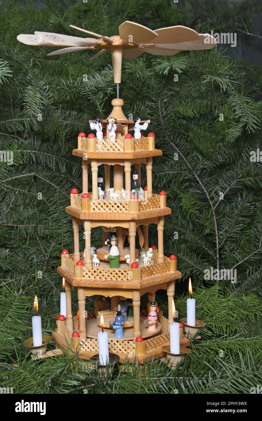 Christmas pyramid as christmas decoration from Erz Mountains Stock Photo