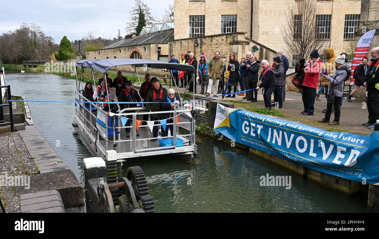 Unveiling of a new Boatmobility boat in Stroud, Gloucestershire. Stock Photo