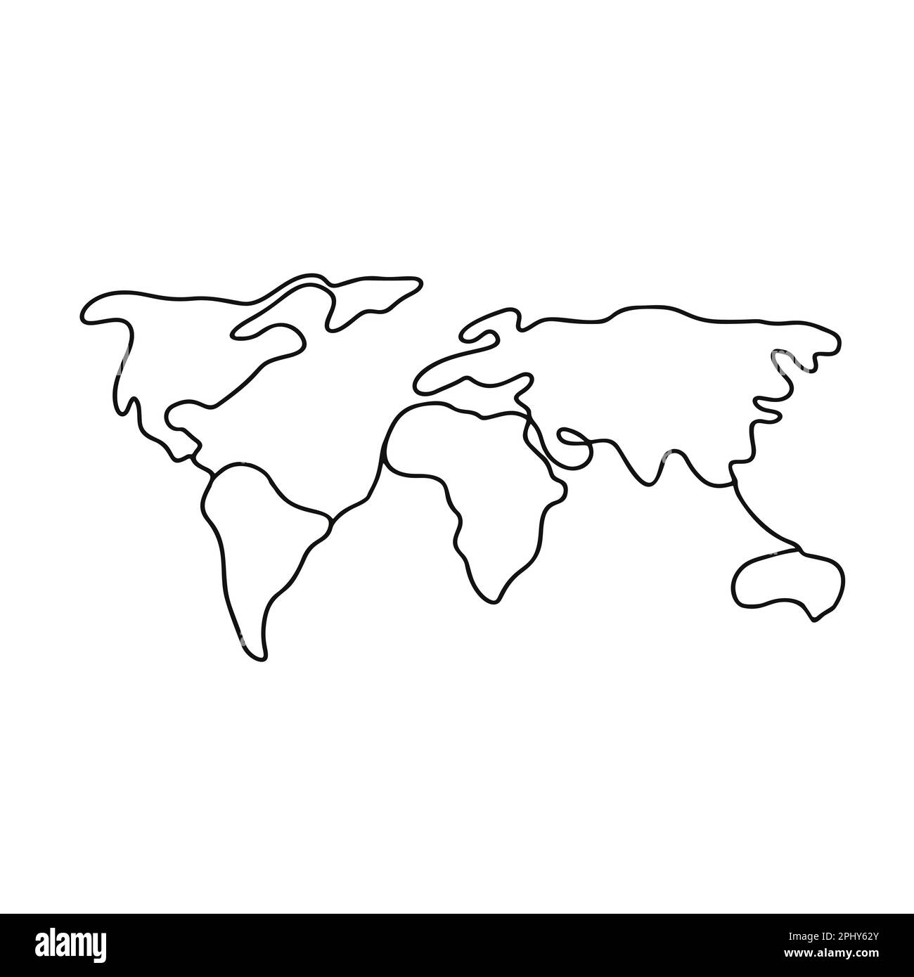 Line drawing world map hi-res stock photography and images - Alamy