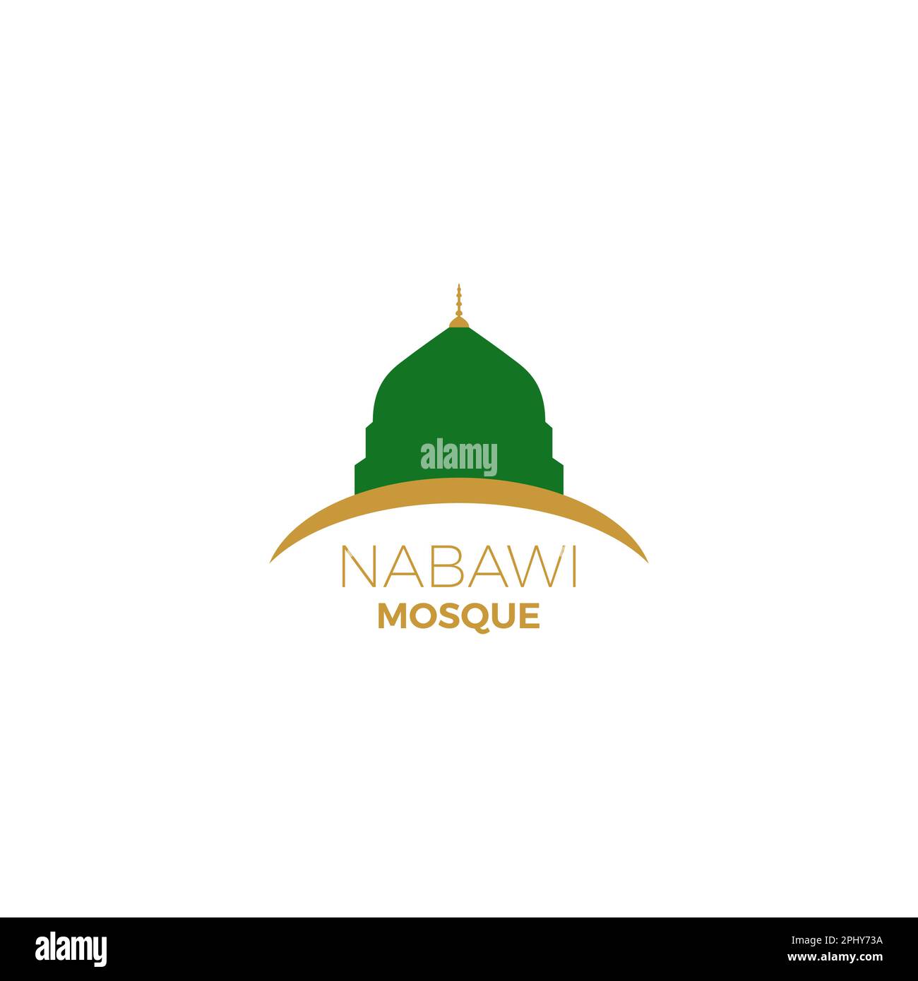 Green nabawi mosque illustration. masjid nabawi mosque logo inspiration Stock Vector
