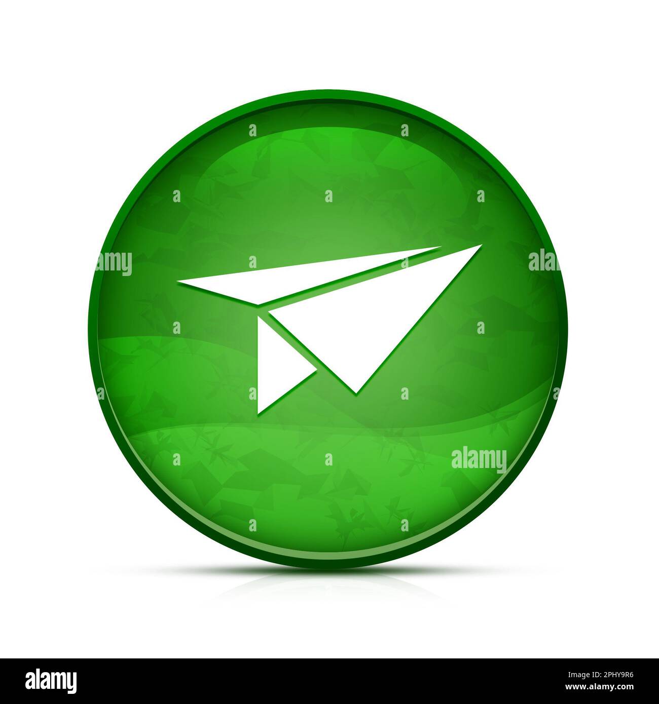Rocket icon on classy splash green round button Stock Photo - Alamy