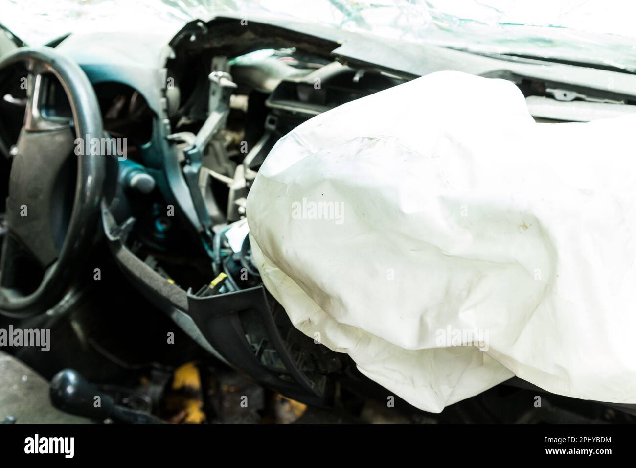 The Car Interior Was Damaged By A Traffic Accident Stock Photo Alamy